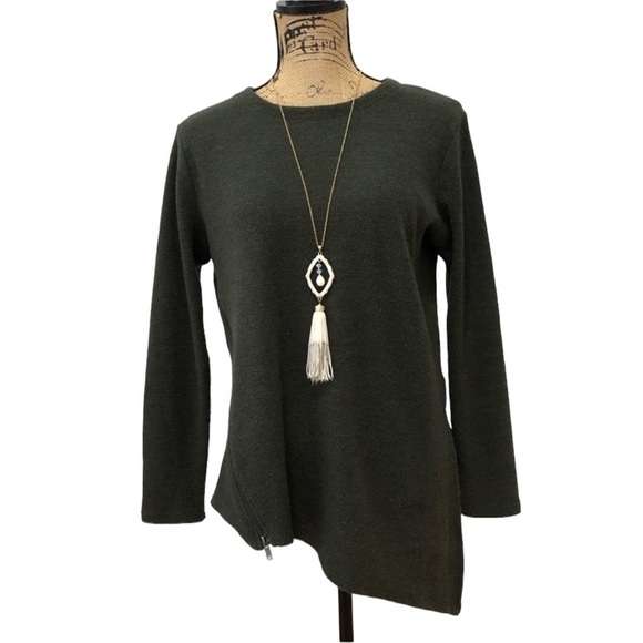 RACHAEL Rachel Roy Asymmetrical Hem Sweater Comfy Size Small Green - Picture 2 of 10